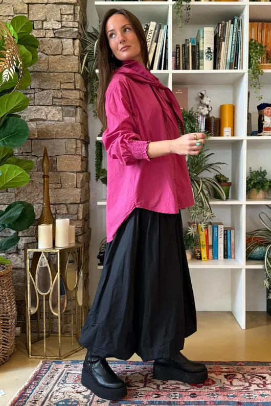 Paloma Tela Neckerchief Blouse Deep Raspberry
